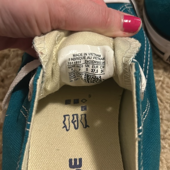 Teal Converse Low Tops - Picture 3 of 4